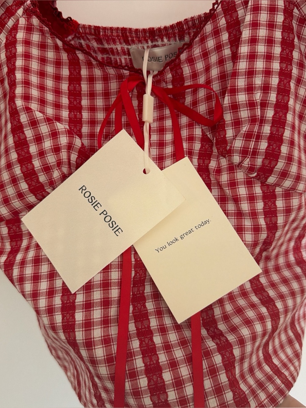 Rosie Posie Red gingham women’s top